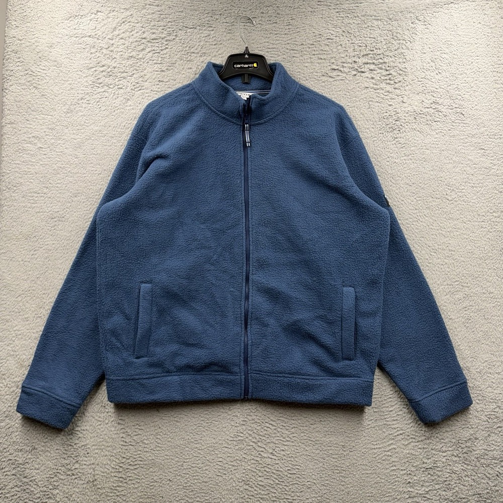 Orvis Classic Collection Blue Full Zip Fleece Jacket XL Mock Neck Outdoor Hiking
